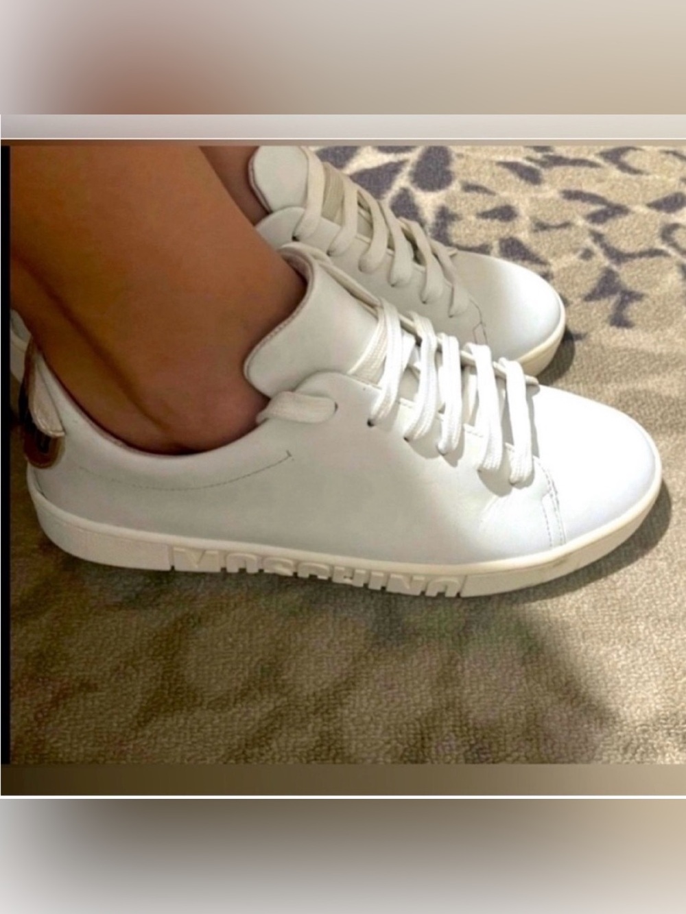 Moschino White Low-Top Leather Sneakers size 39